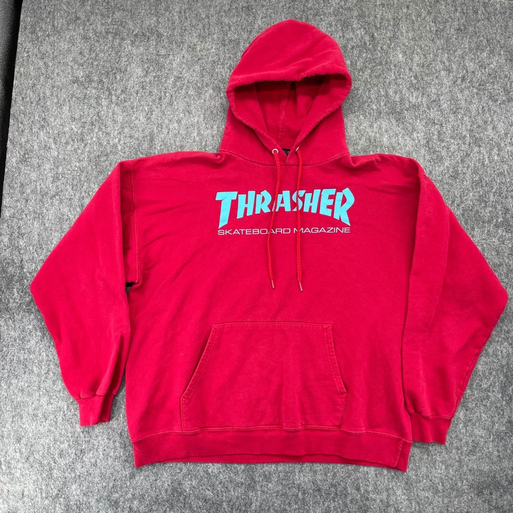 Thrasher Hoodie Mens Large Skateboard Magazine Red Logo Skate Vintage Y2K